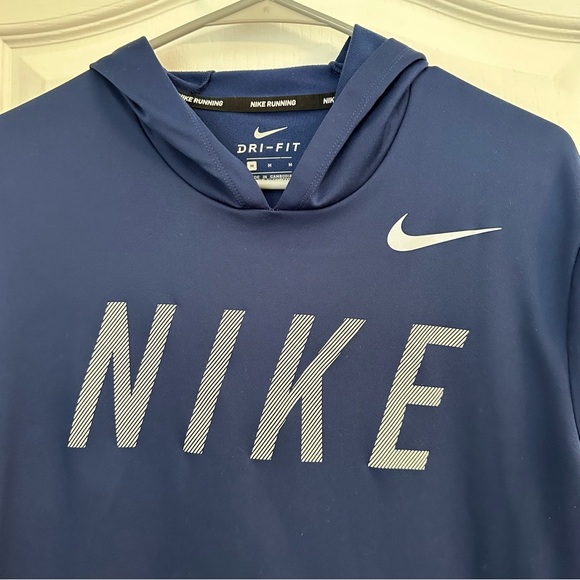 Nike Dry Running Dri-Fit Blue LS Hoodie Men’s Medium - Picture 4 of 5